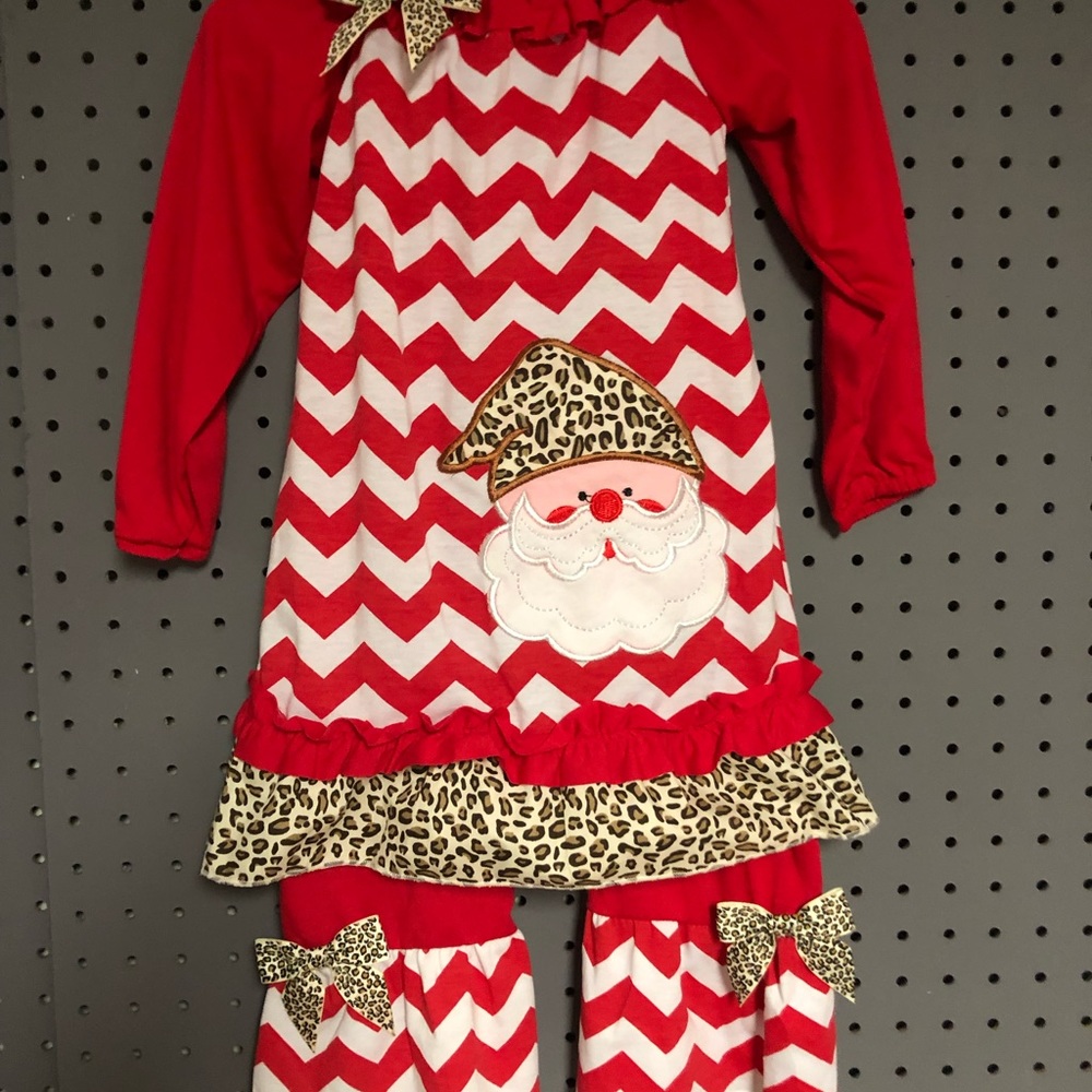 Boutique Style Red and White Santa Chevron Outfit